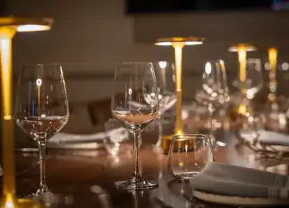 Private dining table in the O-Room at Cisco Restaurant with intimate warm lighting